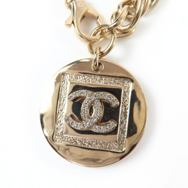 美品☆CHANEL シャネル B23P 金属元素 ココマーク 生産ライン石ころ付 硬貨首飾り チョー鉄道車両 ゴールド イタリア製 レディース