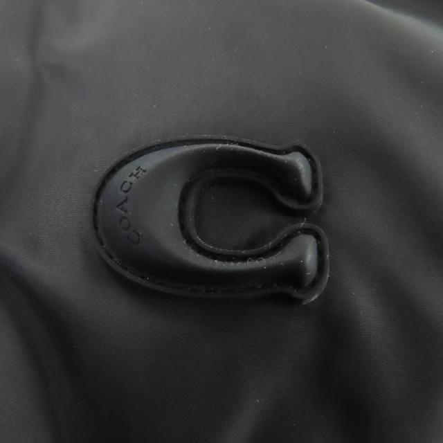 極美品★COACH コーチ CV308 パッファー ベスト レザーロゴパッチ 裏地シグネチャー柄 スタンドカラー ダウンベスト ブラック S 正規品_5