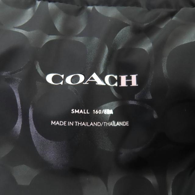 極美品★COACH コーチ CV308 パッファー ベスト レザーロゴパッチ 裏地シグネチャー柄 スタンドカラー ダウンベスト ブラック S 正規品_7