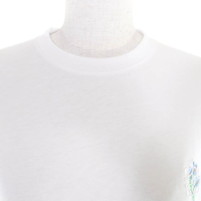 未使用品★LOEWE ロエベ S359Y22X97 コットン100％ アナグラム フラワー刺繍 クルーネック 半袖Ｔシャツ ホワイト M 正規品 レディース_3