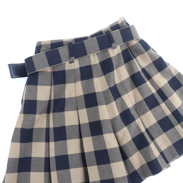 極美品★Christian Dior クリスチャンディオール 041P17A1184 ウール100％ ベルト付 ブロックチェック柄 キュロットスカート 42 正規品_3