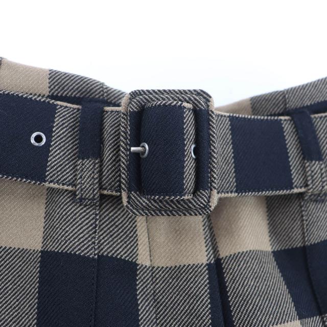 極美品★Christian Dior クリスチャンディオール 041P17A1184 ウール100％ ベルト付 ブロックチェック柄 キュロットスカート 42 正規品_5