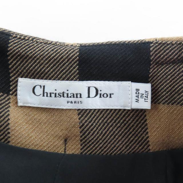 極美品★Christian Dior クリスチャンディオール 041P17A1184 ウール100％ ベルト付 ブロックチェック柄 キュロットスカート 42 正規品_6