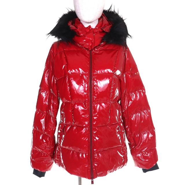 極美品△TATRAS タトラス 20AW LTLA20A4173 ロゴワッペン エコファー・フード付 エナメル ダウンジャケット レッド 04 正規品 レディース
