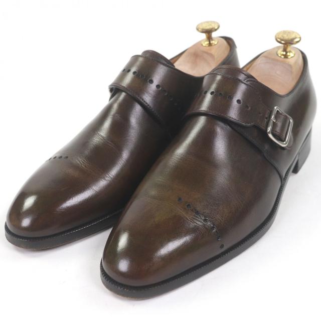 美品□Berluti ベルルッティ レザー パンチングデザイン シングルモンクストラップ ドレスシューズ ビジネスシューズ ブラウン 7 メンズ 52,800円