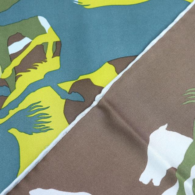 極美品△HERMES エルメス EX LIBRIS EN CAMOUFLAGE エクスリブリスのカモフラージュ シルク100％ カレ90 スカーフ マルチカラー 箱付き_2