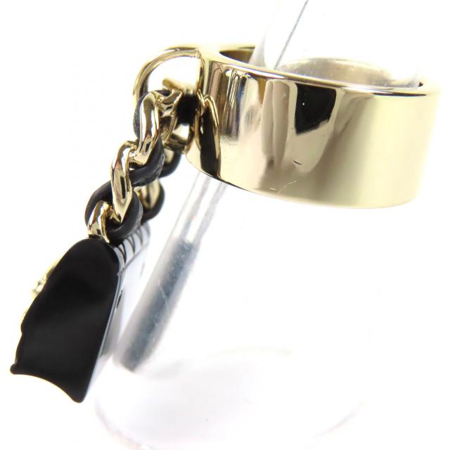美品△CHANEL シャネル ABA014 B23C ココマーク マトラッセ バッグ チャーム リング 指輪 ゴールド ブラック JP11号 伊製 レディース_1