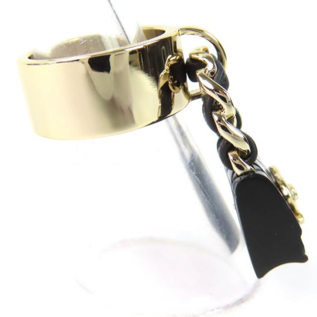美品△CHANEL シャネル ABA014 B23C ココマーク マトラッセ バッグ チャーム リング 指輪 ゴールド ブラック JP11号 伊製 レディース_2