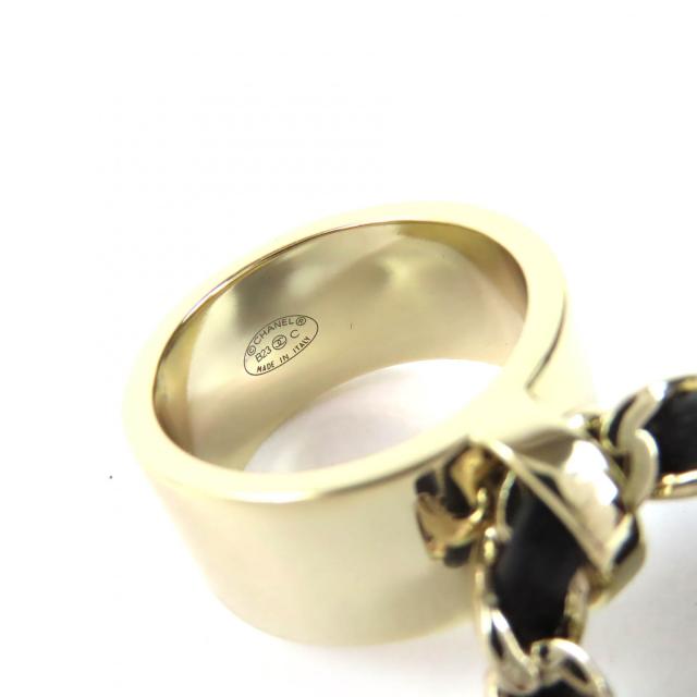 美品△CHANEL シャネル ABA014 B23C ココマーク マトラッセ バッグ チャーム リング 指輪 ゴールド ブラック JP11号 伊製 レディース_5