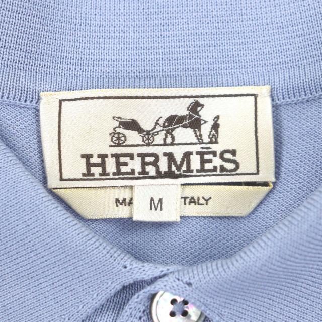 美品▼HERMES エルメス 23SS コットン100% Hロゴ刺繍 ポケット付 ショートスリーブ 半袖ポロシャツ パープル M イタリア製 正規品 メンズ_5