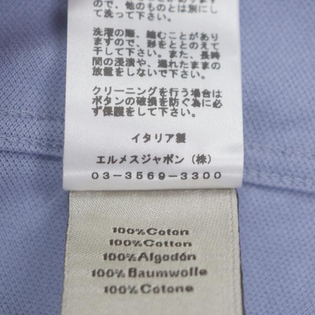 美品▼HERMES エルメス 23SS コットン100% Hロゴ刺繍 ポケット付 ショートスリーブ 半袖ポロシャツ パープル M イタリア製 正規品 メンズ_7
