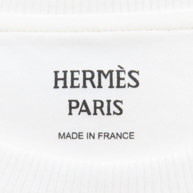 極美品★HERMES エルメス 25SS 5H4630DC コットン100％ micro cartiglio キャンディリブリス 半袖Ｔシャツ ホワイト 38 フランス製