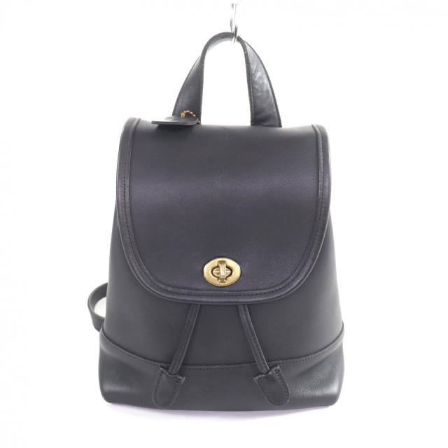 極美品★COACH コーチ 9960 オールド コーチ チャーム付 ターンロック グローブレザー リュック・デイパック ブラック ゴールド金具