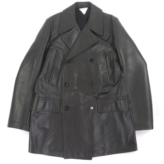 極美品□BOTTEGAVENETA ボッテガヴェネタ 2022年 709758 カウレザー コレクション着用 ダブルブレスト チェスターコート 48 伊製 正規品