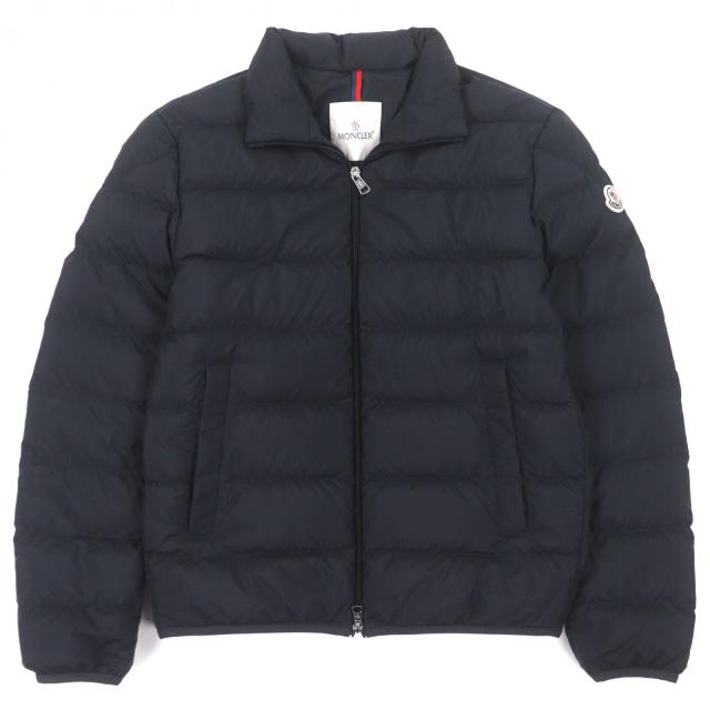 極美品▼MONCLER モンクレール 23-24AW BAUDINET ロゴワッペン付き ダブルジップアップ ダウンジャケット ネイビー 1 正規品 メンズ