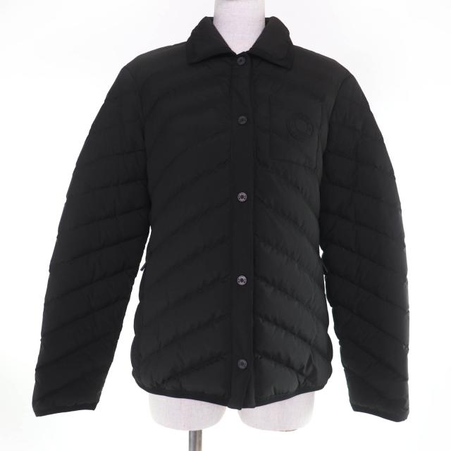 極美品☆HERMES エルメス 24AW 4H0168DR ロゴラバーパッチ セリエボタン ダウンジャケット ブラック 40 イタリア製 正規品 レディース