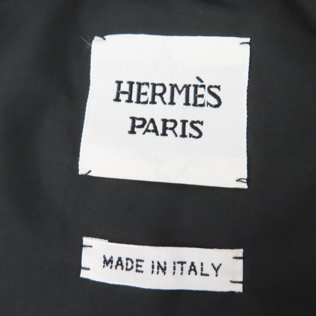 極美品☆HERMES エルメス 24AW 4H0168DR ロゴラバーパッチ セリエボタン ダウンジャケット ブラック 40 イタリア製 正規品 レディース_7