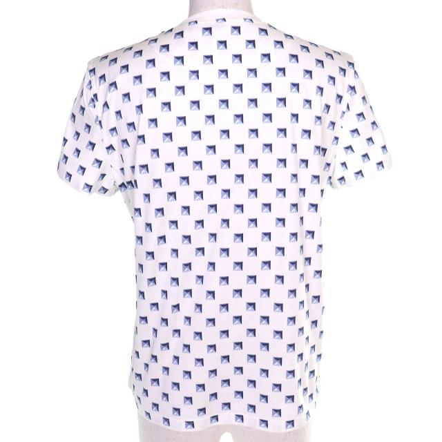 極美品△HERMES エルメス 25SS 5E4637DG Clou Medor Interlock クル メドール インターロック ブランセル 半袖Ｔシャツ 白 青 38 正規品