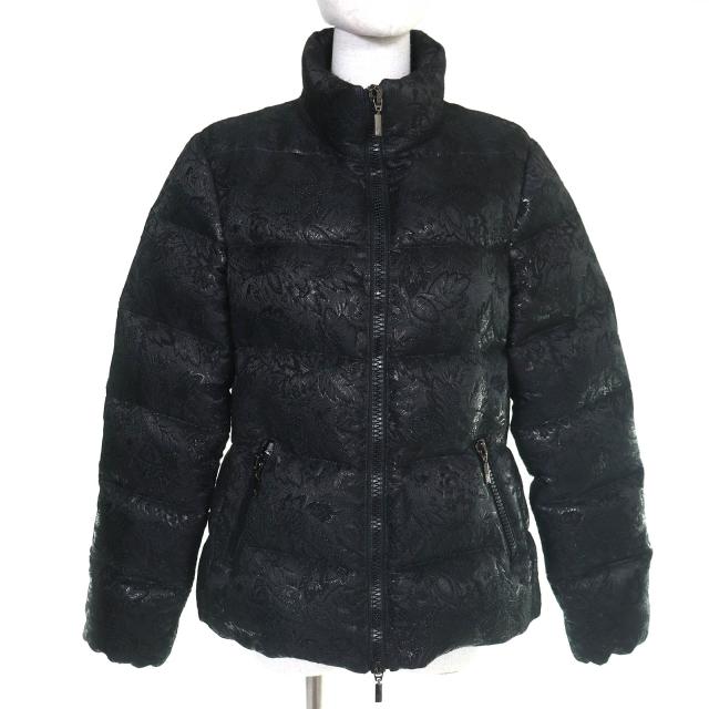 美品△MONCLER モンクレール SARIETTE セリッテ フラワージャガード スタンドカラー ダウンジャケット ブラック 4 レディース