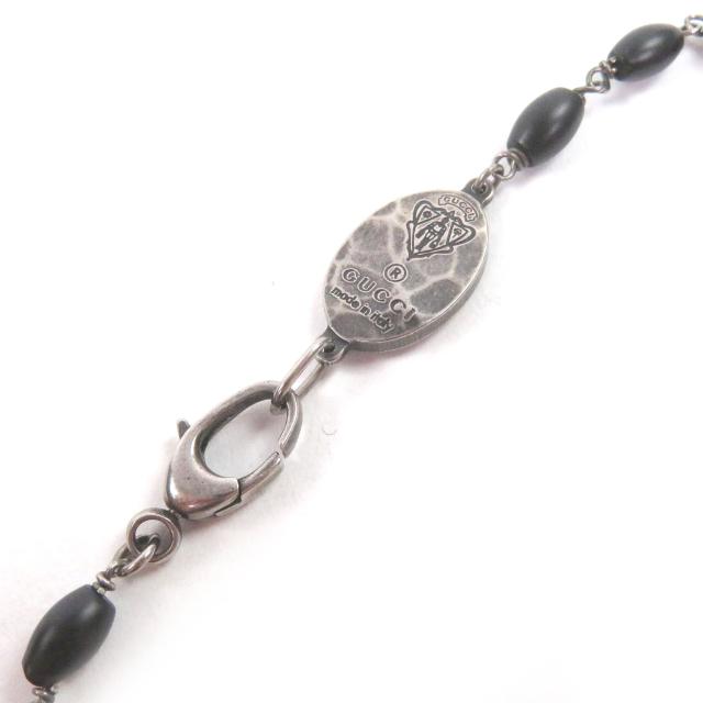 極美品□GUCCI グッチ AG925 クレストプレート ロングネックレス アクセサリー シルバー ブラック イタリア製 総重量35g メンズオススメ_3
