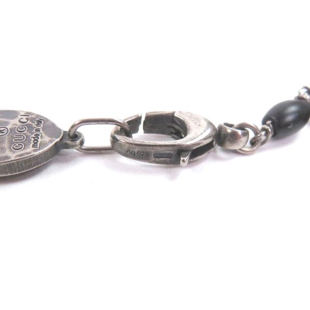 極美品□GUCCI グッチ AG925 クレストプレート ロングネックレス アクセサリー シルバー ブラック イタリア製 総重量35g メンズオススメ_4