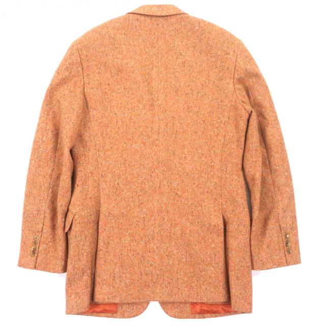 美品▼HERMES エルメス カシミヤ100% ツイード シングルジャケット ブレザー テーラードジャケット オレンジ 48 イタリア製 メンズ_2