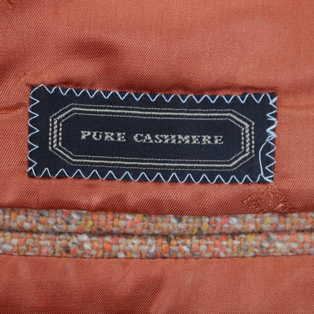 美品▼HERMES エルメス カシミヤ100% ツイード シングルジャケット ブレザー テーラードジャケット オレンジ 48 イタリア製 メンズ_7