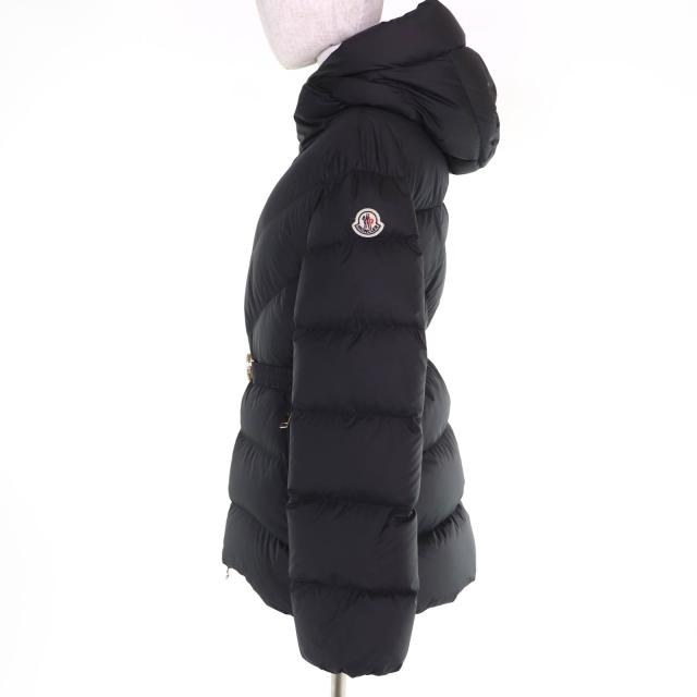 極美品☆MONCLER モンクレール 24-25AW BROSSE ロゴワッペン・フード・ベルト付 ダウンジャケット ブラック 2 正規品 レディース_1