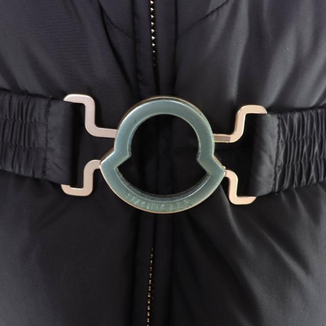 極美品☆MONCLER モンクレール 24-25AW BROSSE ロゴワッペン・フード・ベルト付 ダウンジャケット ブラック 2 正規品 レディース_5