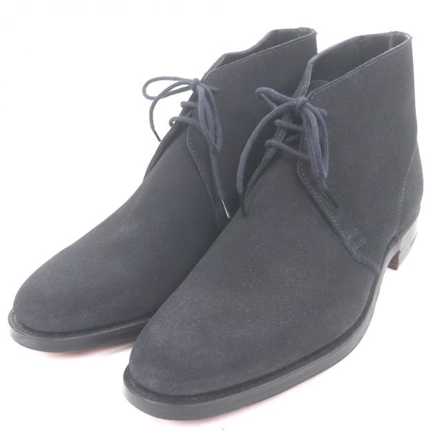 未使用品□CROCKETT&amp;JONES クロケットアンドジョーンズ CHUKKA スウェードレザー チャッカーブーツ ネイビー 5.5 イングランド製 メンズ