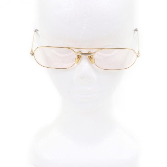 良品□Cartier カルティエ トリニティ ツーブリッジ メガネ 眼鏡 アイウェア ゴールド ボルドー 55□20-140 度入り フランス製 メンズ