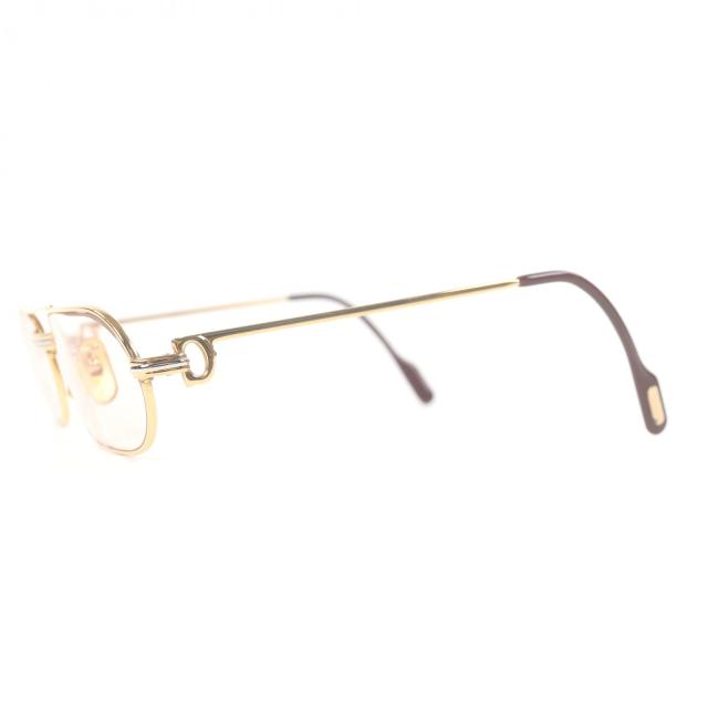 良品□Cartier カルティエ トリニティ ツーブリッジ メガネ 眼鏡 アイウェア ゴールド ボルドー 55□20-140 度入り フランス製 メンズ