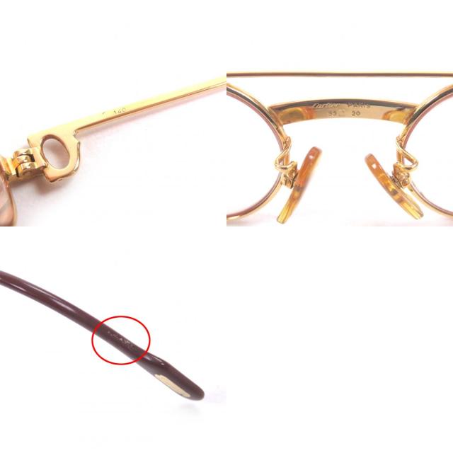 良品□Cartier カルティエ トリニティ ツーブリッジ メガネ 眼鏡 アイウェア ゴールド ボルドー 55□20-140 度入り フランス製 メンズ
