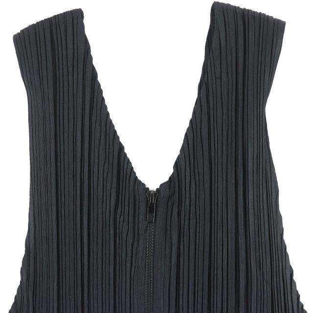 美品△PLEATS PLEASE プリーツプリーズ イッセイミヤケ PP53-JI404 フロントジップ Vネック サロペット ツナギ オールインワン 3 正規品_2