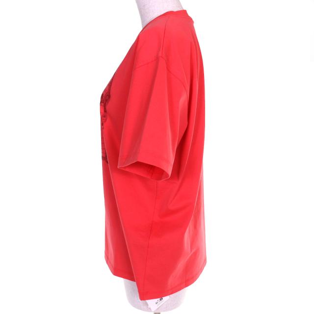 未使用品△HERMES エルメス 25SS 5E4647DA カルトゥッシュ Canoe micro コットン100％ クルーネック 半袖Ｔシャツ レッド系 36 正規品