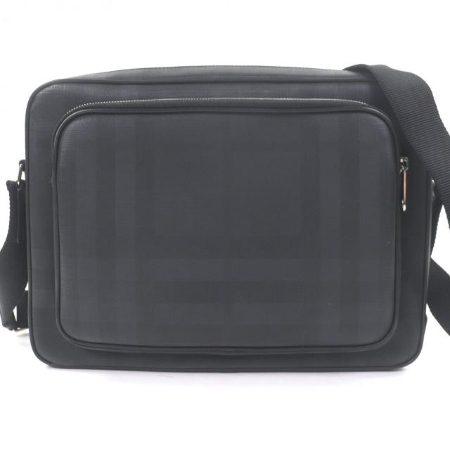 極美品□BURBERRY バーバリー 8013987 チェック柄 メッセンジャーバッグ ショルダーバッグ ブリーフケース ブラック 保存袋付き メンズ
