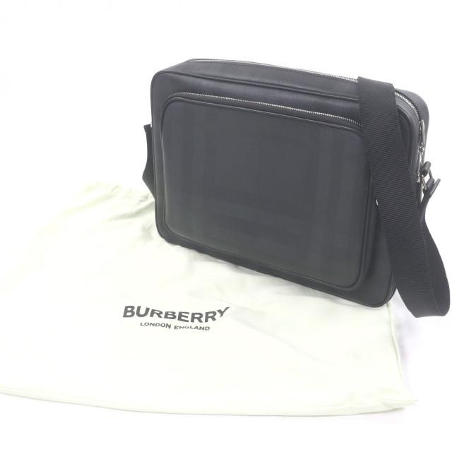 極美品□BURBERRY バーバリー 8013987 チェック柄 メッセンジャーバッグ ショルダーバッグ ブリーフケース ブラック 保存袋付き メンズ_1