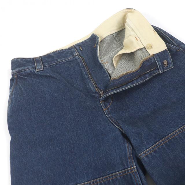 極美品□GUCCI グッチ 774082 ダメージ加工 ラベルカーゴコットンジーンズ デニムパンツ インディゴブルー 46 イタリア製 正規品 メンズ