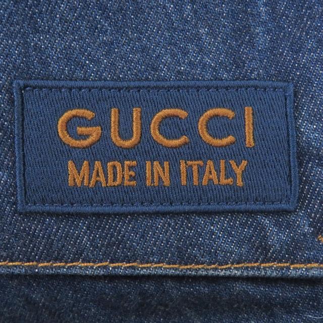 極美品□GUCCI グッチ 774082 ダメージ加工 ラベルカーゴコットンジーンズ デニムパンツ インディゴブルー 46 イタリア製 正規品 メンズ