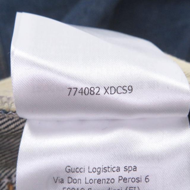 極美品□GUCCI グッチ 774082 ダメージ加工 ラベルカーゴコットンジーンズ デニムパンツ インディゴブルー 46 イタリア製 正規品 メンズ