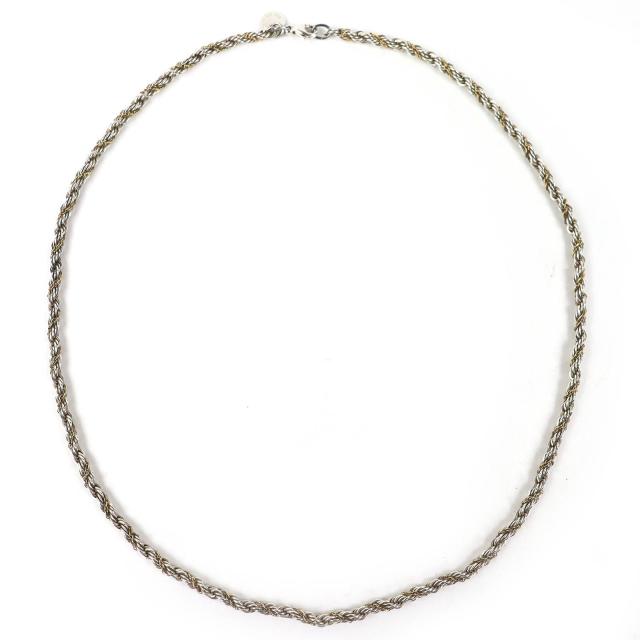 美品△TIFFANY&Co. ティファニー ツイストコンビ 925 K18 ネックレス アクセサリー シルバー ゴールド 重量14.6g レディース