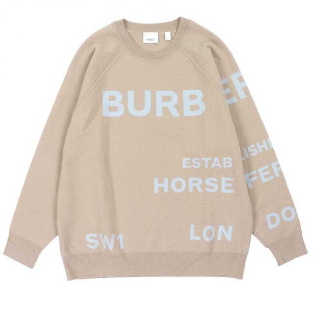 極美品▼BURBERRY バーバリー 8040224 ホースフェリー スーパーメリノウール92% クルーネック プルオーバー ニットセーター L 正規品