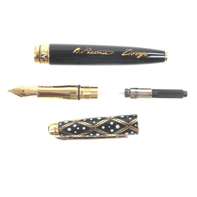 極美品▼CARAN dACHE カランダッシュ 5092-038 ZIVAGO ドクトル ジバゴ ペン先18K Mニブ 1958本限定品 0077/1958 中国漆 万年筆 ブラック ゴールド 箱・ケース付き スイス製 メンズ 極美品▽CARAN dACHE カランダッシュ 5092-038 ZIVAGO ドクトル ジバゴ