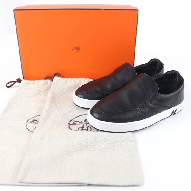 美品☆HERMES エルメス キディ Hロゴ レザー スリッポン ローカットスニーカー ブラック 35 箱・保存袋付き イタリア製　レディース_1