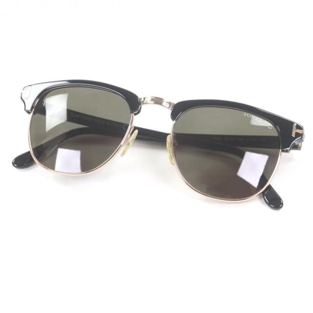 美品□TOM FORD トムフォード TF0248 Henry ボストンフレーム サングラス ブラック ゴールド 51□20-145 箱・ケース付き イタリア製