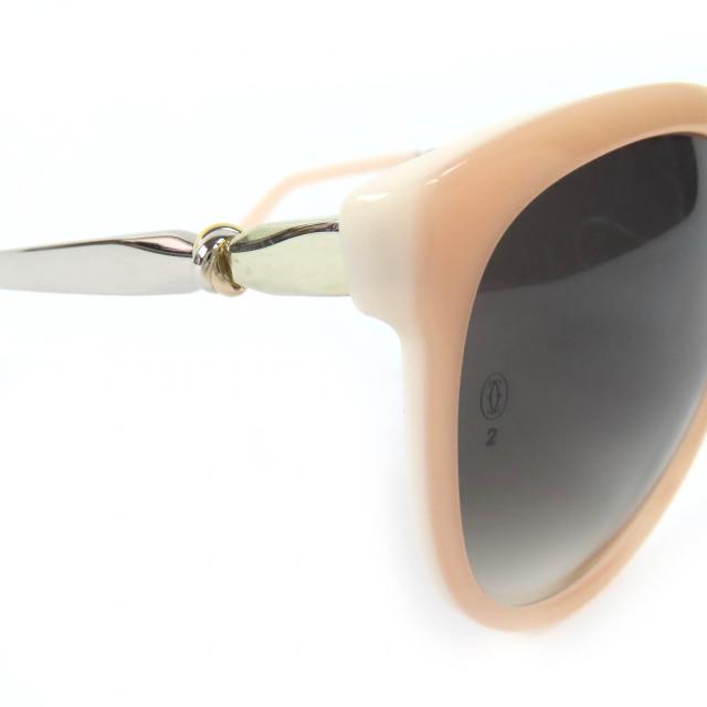 良品△Cartier カルティエ T8201067 レディ トリニティ ロゴ サングラス アイウェア ペールピンク 140 フランス製 レディース_6