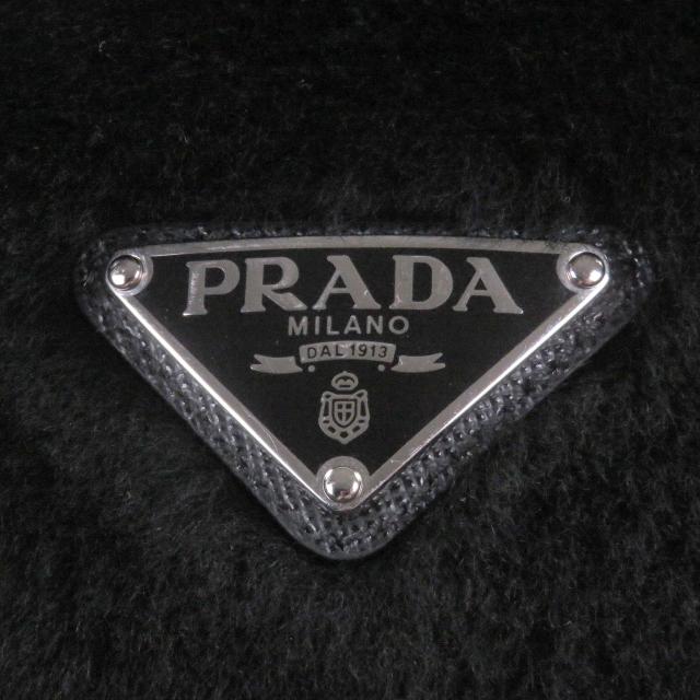 極美品□PRADA プラダ 2023年製 2HC137 シープスキン染ファー トライアングルロゴ バケットハット ブラック XL イタリア製 正規品 メンズ_4