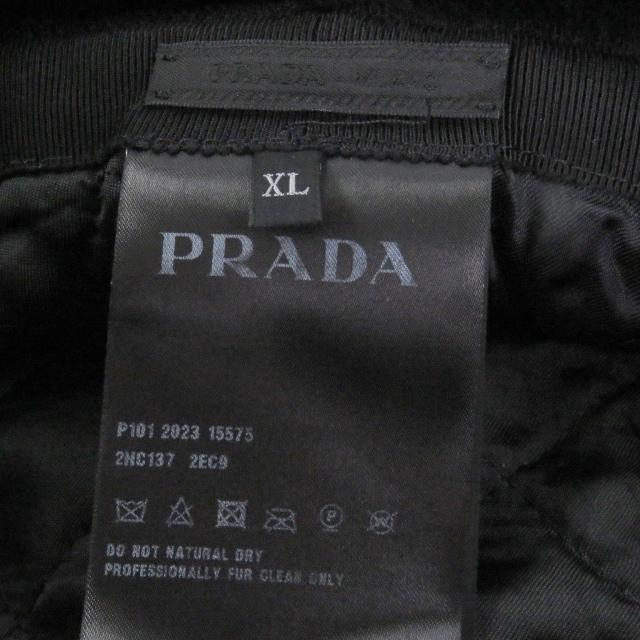 極美品□PRADA プラダ 2023年製 2HC137 シープスキン染ファー トライアングルロゴ バケットハット ブラック XL イタリア製 正規品 メンズ_5