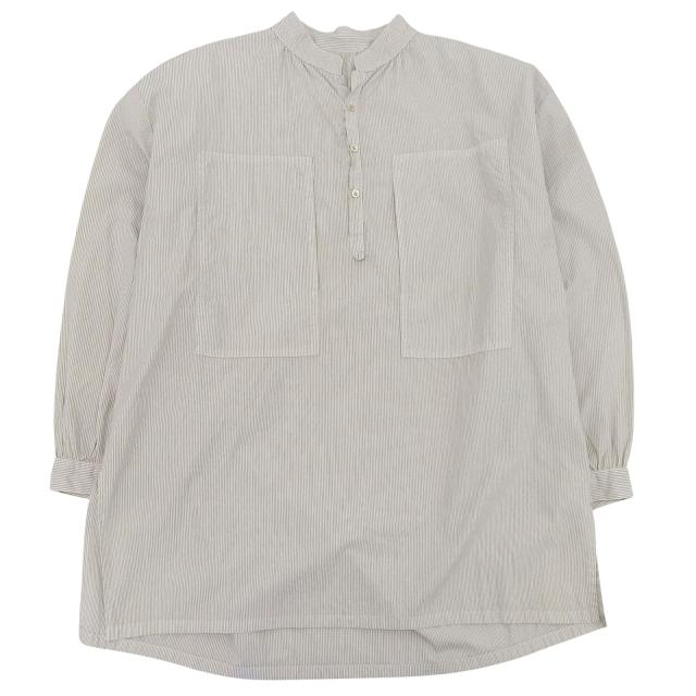 極美品▲PORTER CLASSIC ポータークラシック コットン スタンドカラー ロング スモック 長袖シャツ ベージュ 3 日本製 正規品 メンズ