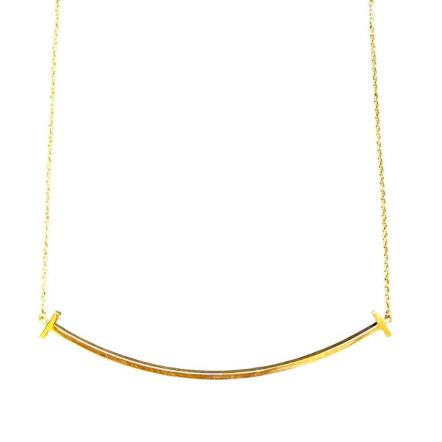 極美品◇TIFFANY&amp;Co. ティファニー Tスマイル ペンダント ラージ K18 750(YG) 45.5cm 現行品 ネックレス アクセサリー 重量3.8g